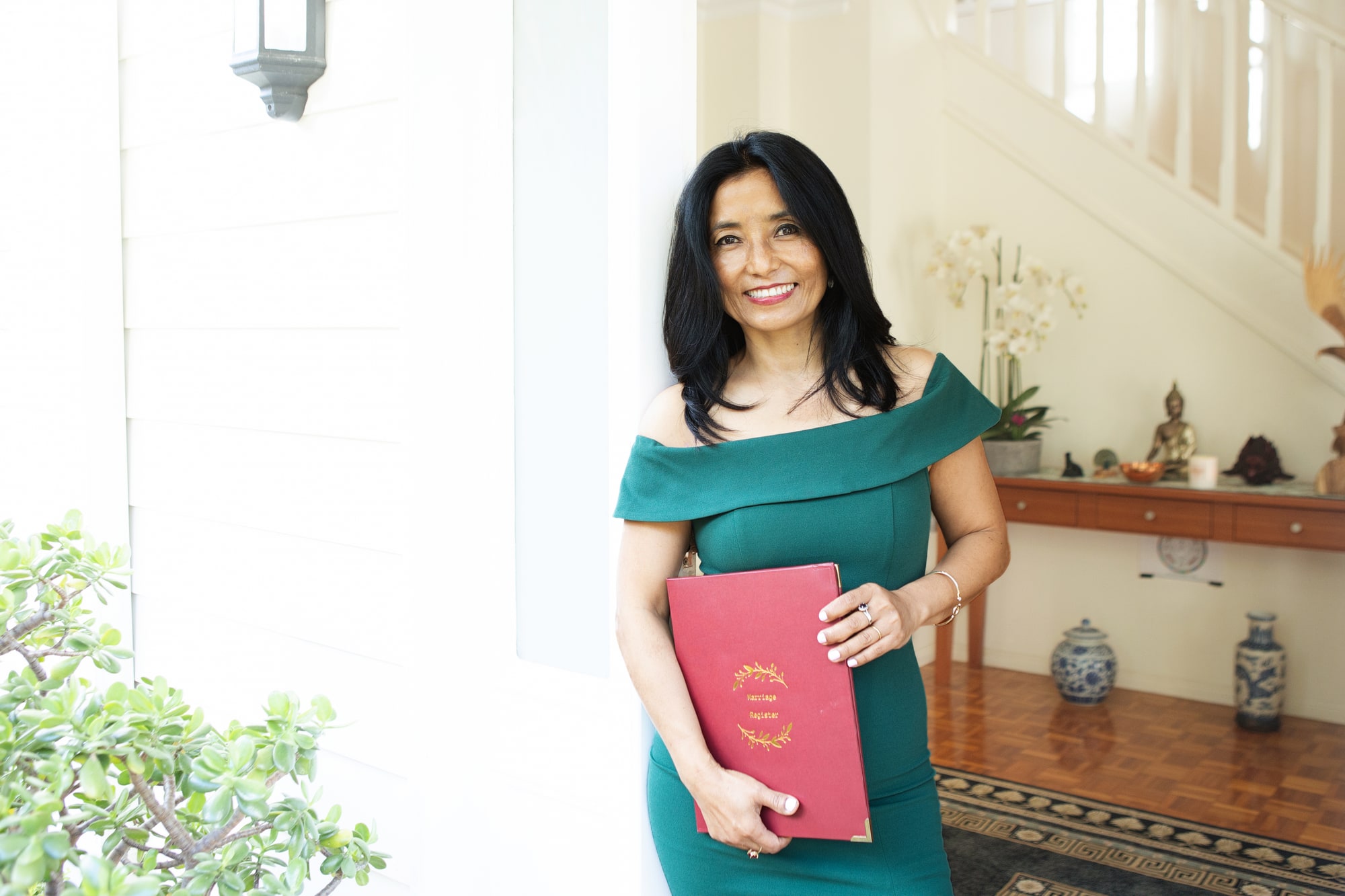 Sonam holding the marriage register